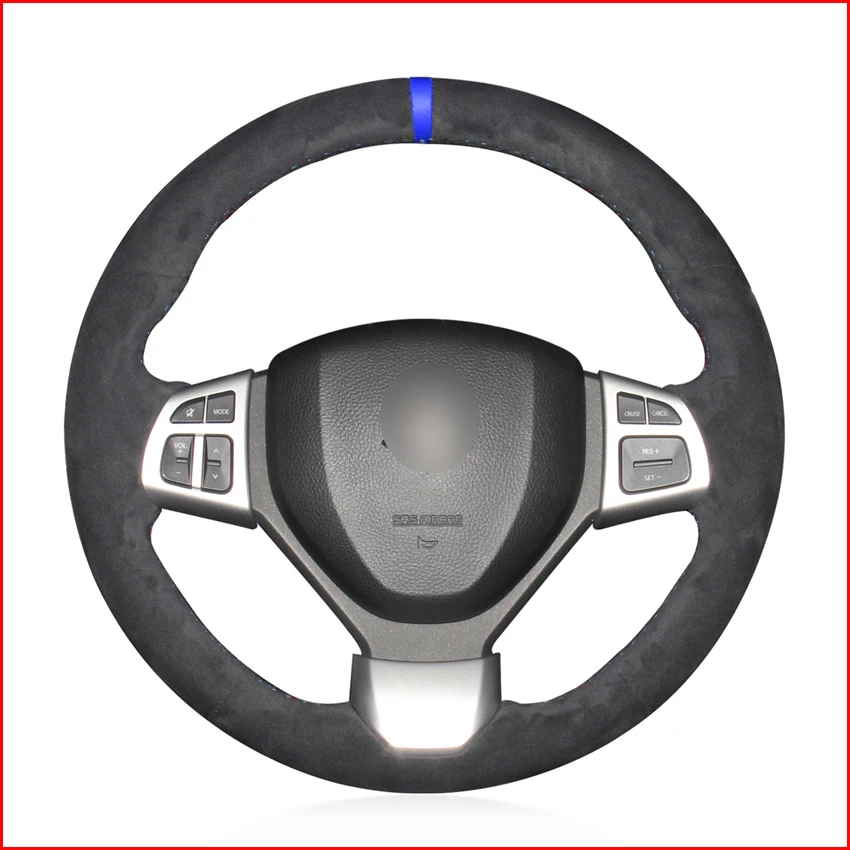 Black Suede Blue Marker Car Steering Wheel Cover For Suzuki Swift Sport 2012 2013 2014 2015 2016