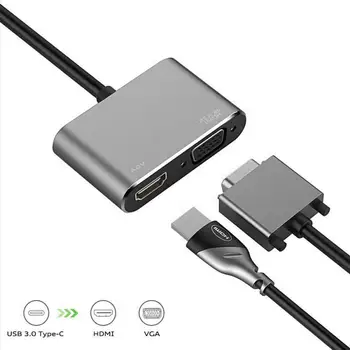 

2020 New Type C Hub USB C Docking Station Type C To HDMI USB3.0 VGA PD Adapter For MacBook Samsung Huawei Type C Converter 3 In1
