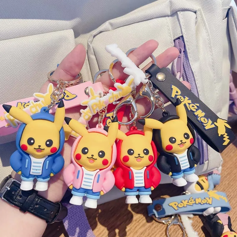 New Pokemon Keychain Action Figure Pikachu Girl Backpack Pendant Car  Ornaments Key Chain for Kids Birthday Gift Free Shipping - AliExpress