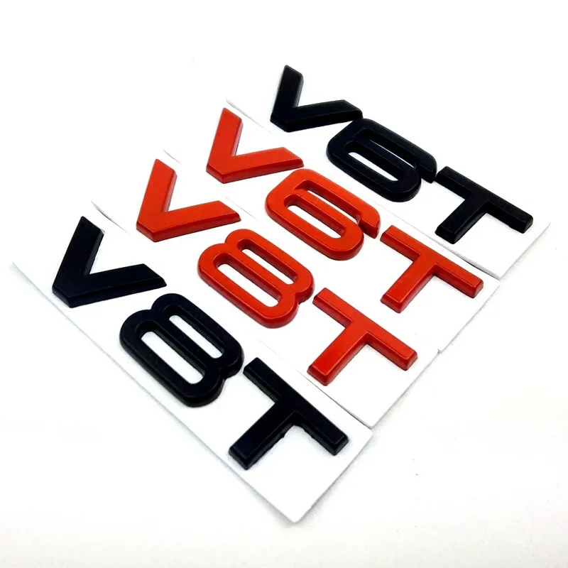 

Car Styling 3D Metal V6T V8T V6 V8 T Fender Side Body Emblem Tail Trunk Fender Badge Sticker For Audi A4 A3 A5 A6 A1 Q3 Q5 Q7