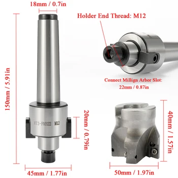 

New Metal Accuracy CNC Machine Tool MT3-FMB22 M12 Holder Face Mill Arbor 10PCS Carbide Insets Turning Tool