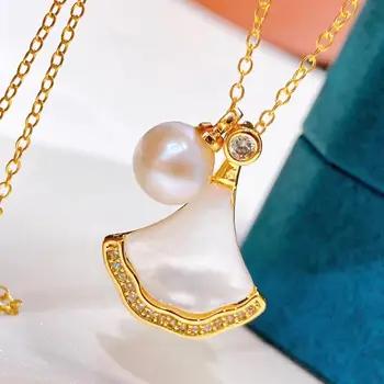

Natural Freshwater Pearl 14K Gold Filling Fashion Chain Necklace For Women Luxury Ladies Gold Jewelry Pendant Necklaces Gifts