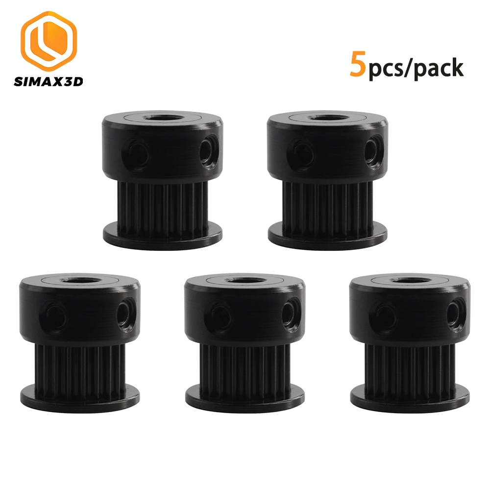 SIMAX3D 5 шт Черный GT2 зубчатый шкив 20 Зубы Алюминиевый диаметр 6/10 мм Ширина ремня 5/6