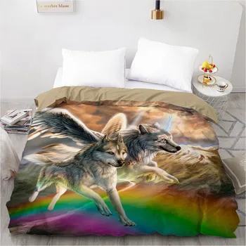 

3D Design Animal Wolf Quilt Covers Duvet Cover Comforter Shell Blanket Case Bedding Bag Single Double King Size Home Textile