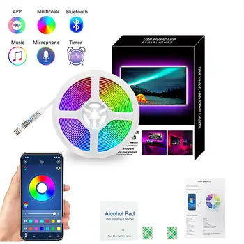 

5m 5V LED Strip Led Light Strip Bluetooth WiFi Waterproof Color Changing Flexible Ribbon Tape Bluetooth Controller Power Adapter