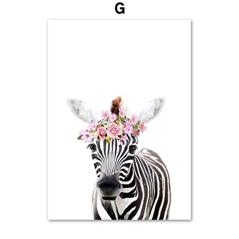 Слон жираф Тигр кролик корова свинья стены Художественная печать на холсте живопись плакаты на скандинавскую тему и принты настенные картины для детской комнаты декор - Цвет: G