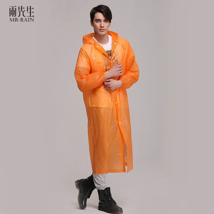 Женская Мужская водонепроницаемая куртка прозрачный дождевик из ПВХ дождевик с капюшоном пончо дождевик - Цвет: Оранжевый