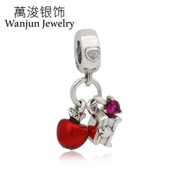 

Wanjun Jewelry 925 Sterling Charms Bracelet Pendant New Style Zircon Set Baking Varnish Apple DIY Hanging Bracket
