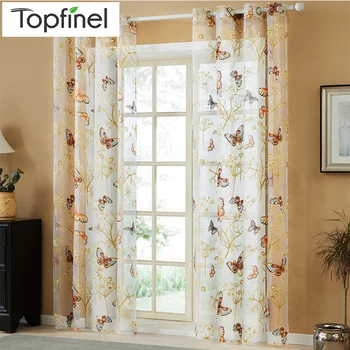 

Topfinel Butterfly Tulle curtains for living room Colorful Bedroom Curtains for Kitchen Custom made Modern Window Treatments new