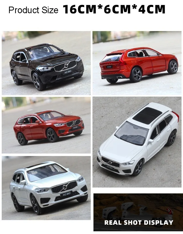1/32 VOLVO XC60 литая модель автомобиля из сплава, игрушечный симулятор внедорожника, металлический корпус, внедорожник с музыкальным звуком, светильник для мальчика на день рождения