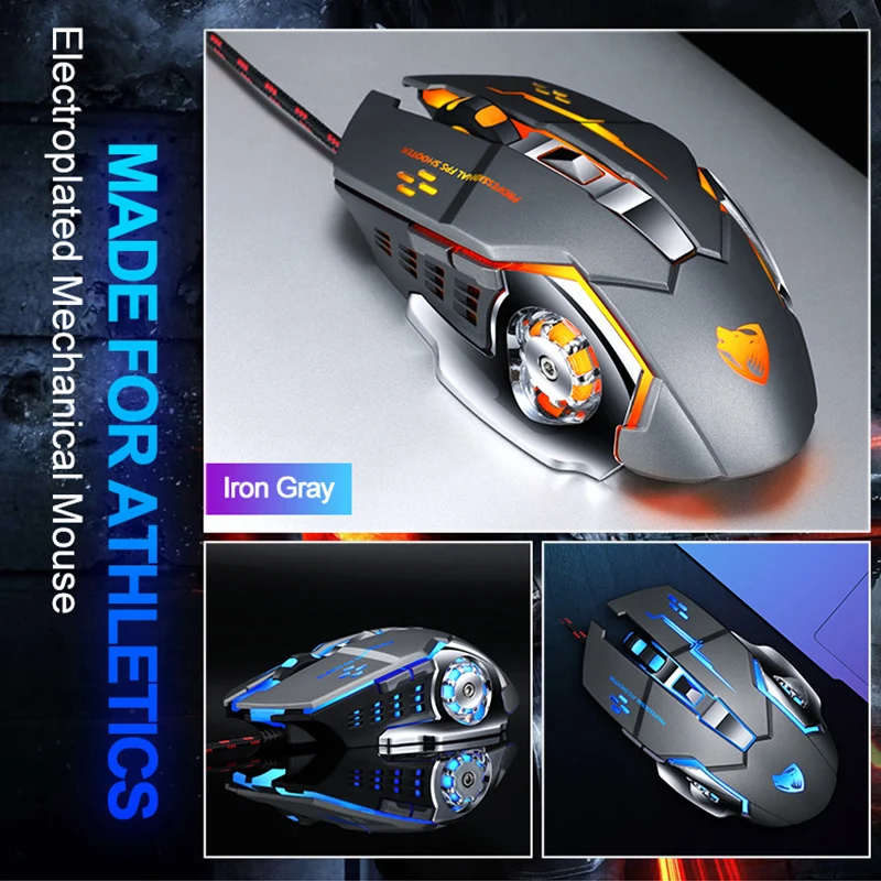 Gaming Mouse Pro Gamer 8D 3200DPI Adjustable Wired Optical LED Computer Mice USB Cable Silent mouse 2