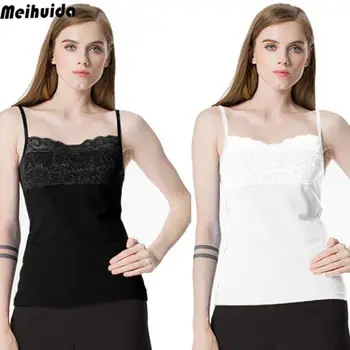 

Womens Tank Top Cami Long Layering Active Basic Spaghetti Strap Cotton Black White Plus Size