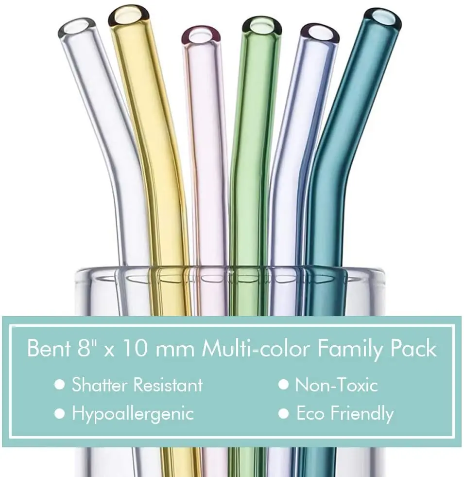 Eco-Friendly Multi-Color Glass Straws Set - Reusable and Healthy Drinking Straws