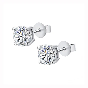 

Customized 14 K 585 White Gold Push Back D color VVS 8mm stone 4 Carats ctw Lab Moissanite Women Earrings Including Fast Ship