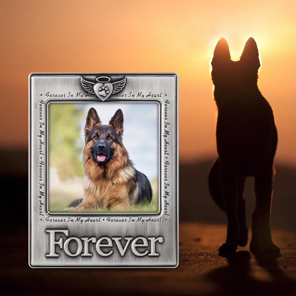 

LASODY Zinc Alloy Sentiments Memorial Cat Picture Frame Photo Gift for Pet Cat MEOW Picture Frame Kitten Display on Tabletop
