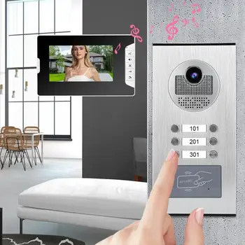 

7in Video Intercom 3 Monitors Smart Doorphone System RFID Night Doorbell 100-240V EU Plug/US Plug/UK Plug/AU Plug