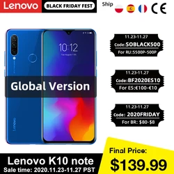 Глобальная версия Lenovo K10 Примечание (Z6 Lite) Snapdragon 710 Octa Core тройной задней камеры 6,3 дюймов 19,5: 9 капли воды 4050 мА-ч