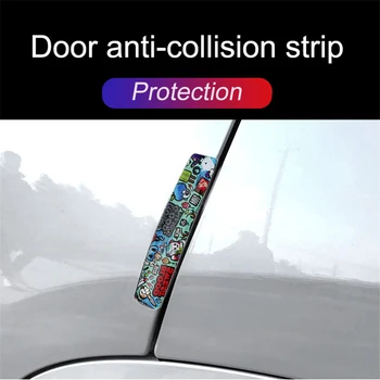 4pcs 블루 Graffi 자동차 도어 사이드 스티커 접착제 가드 스트립 Anti-collision 버퍼 현대 산타페 범용 자동차 액세서리