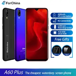 Blackview A60 Plus смартфон 4 Гб + 64 Гб 6,088 дюймв виде капли воды, Экран 4080 мА/ч, MTK6761V/ВБ 4 ядра Android 10 Мобильный телефон Face ID 4G