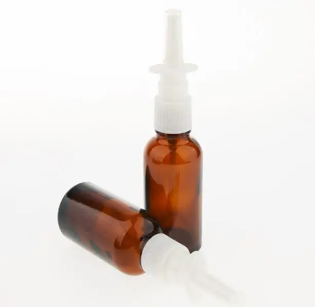 50pcs/lot brown bottle Plastic Nasal Spray Bottles Pump Sprayer Mist