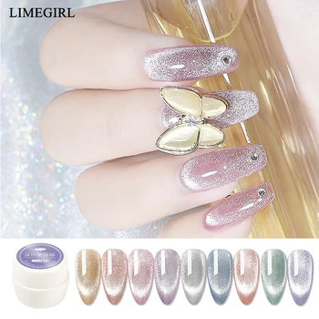 

Limegirl Cat Eye Nail Gel Polish 5ml Silver Magnetic Gel Soak Off UV Gel Semi Permanent Vernis Use With Top Coat For Nail Art