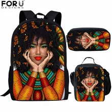 FORUDESIGNS/Африканский Melanin Back Pack Черная Королева Африканка печать детский рюкзак для девочек детские школьные сумки женский набор рюкзаков