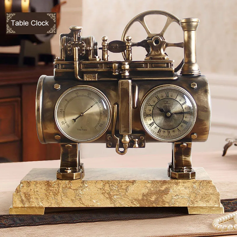

Retro Nostalgic Steam Engine Table Clock Creative Mute Desk Clock Bedroom Living room Office Bar Cafe Desktop Clock Quartz Gift