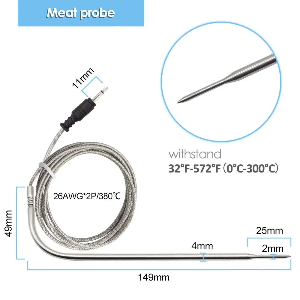 Inkbird – sonde en acier inoxydable IRF-2S, pour cuisson de viande de qualité alimentaire, usage domestique uniquement, thermomètre RF sans fil