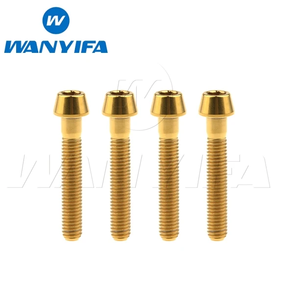 M6X30 gold Waniifa M6X25 30 35 40 мм велосипедные титановые болты коническая головка шестигранные винты велосипедные аксессуары - Цвет: M6X30 gold