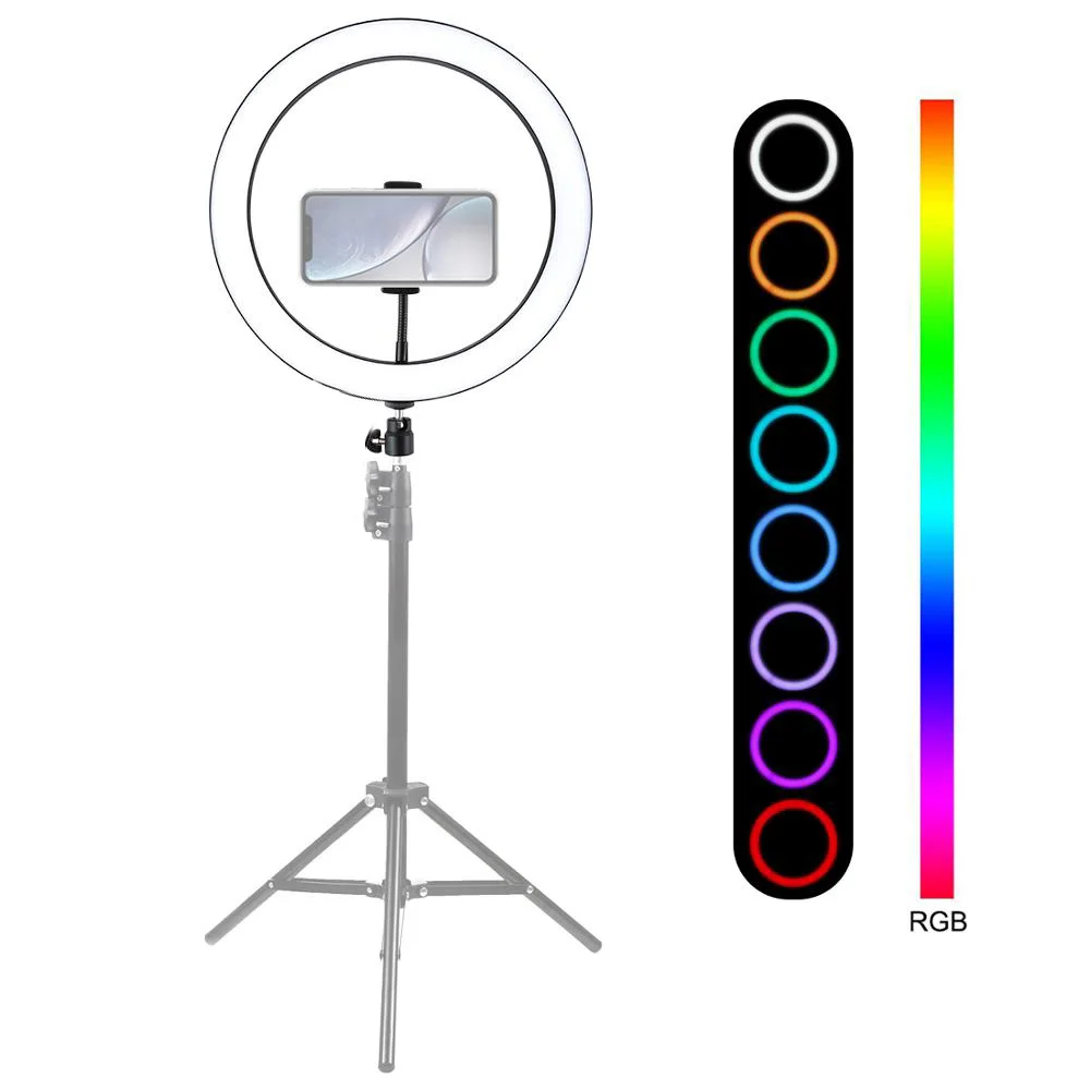 Светодиодный кольцевой светильник RGB 10 дюймов с триподом приглушаемая кольцевая