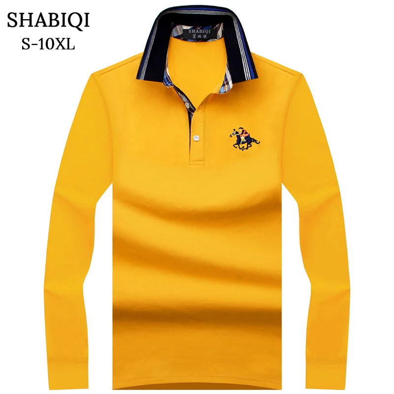 SHABIQI размера плюс S-10XL, брендовая Новая мужская рубашка поло, мужская хлопковая рубашка с длинным рукавом, Брендовые повседневные топы, мужские рубашки поло
