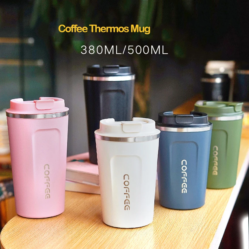 380ml/500ml simple portable stainless steel coffee thermal cup, student female male travel home office drink water mug