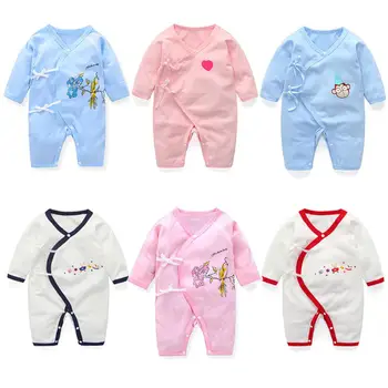 

Baby Romper Infant Cotton One-piece Cross-body Strap Closure Baby Boy Girl Long-sleeved Romper Baby Infant Clothes