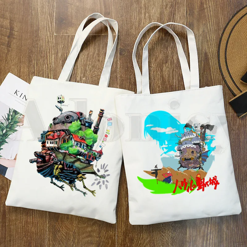 

Howl's Moving Castle Cartoon Print Shopping Bags Girls Fashion Life Casual Howls Moving Castle Pacakge Studio Ghibli Hand Bag