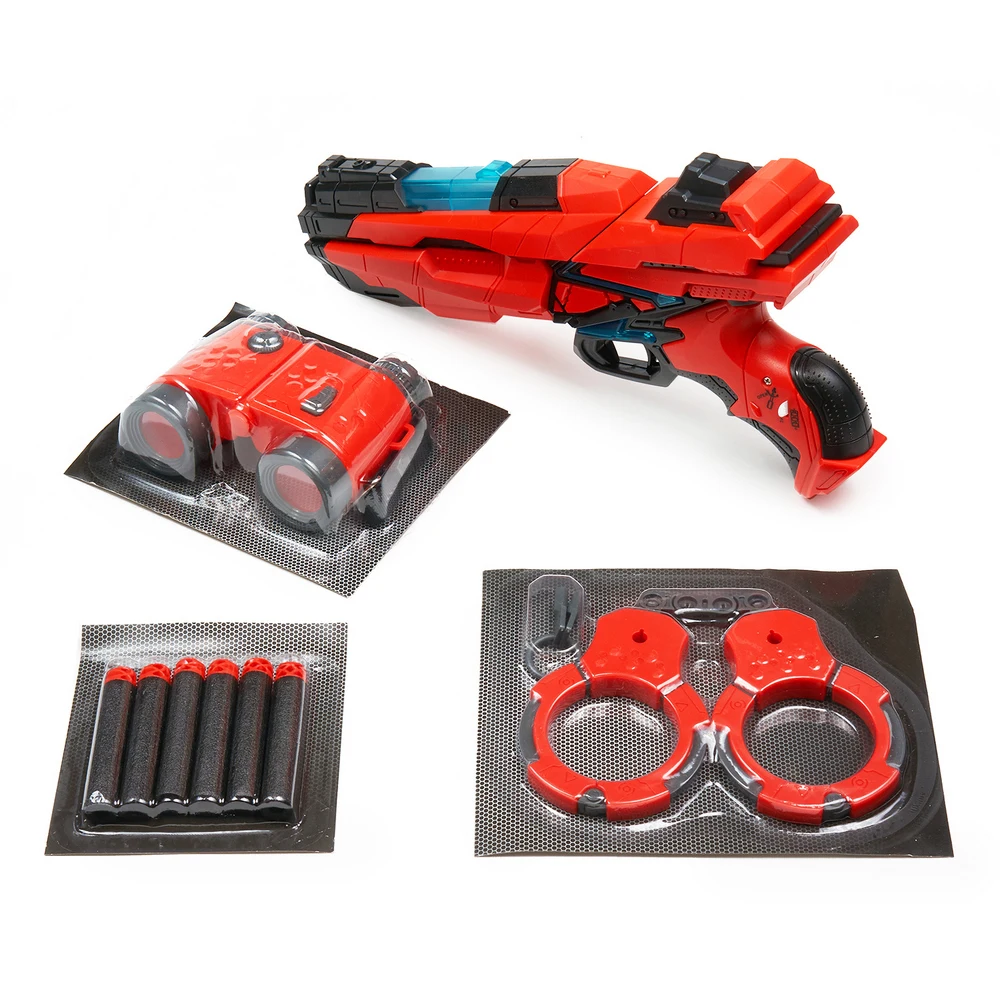 Игровой набор БЛАСТЕР "Красное оружие Страж K 22" 22 см EVA пули 6 шт. бинокль
