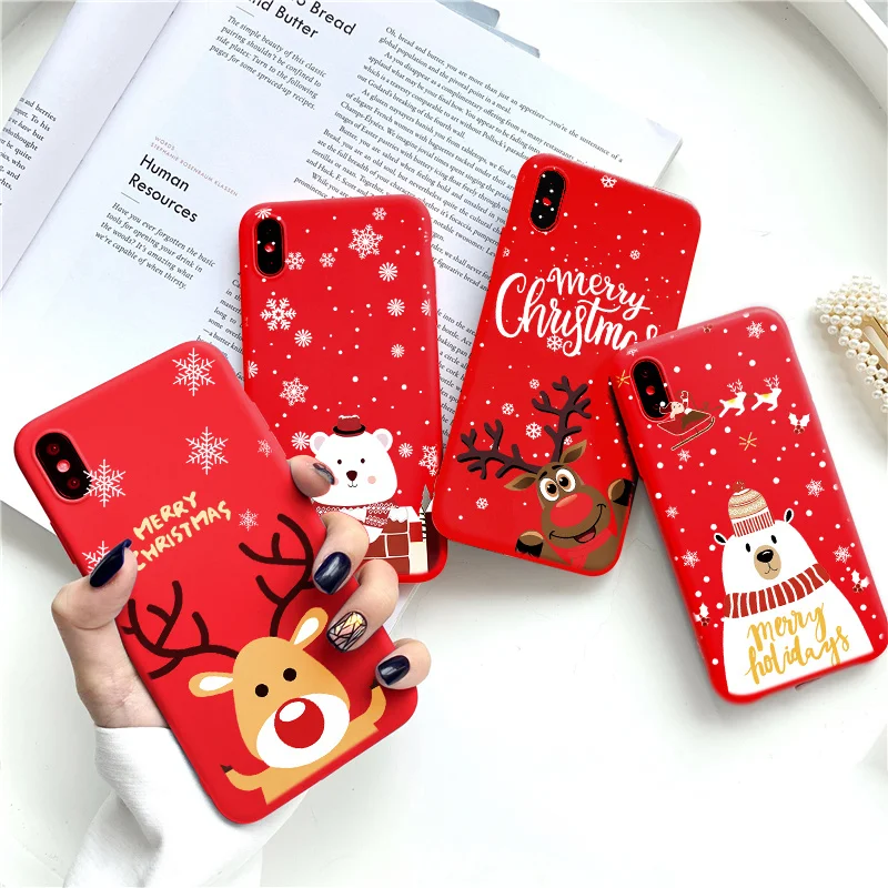 Милый Рождественский подарок из ТПУ для iPhone 13 12 Pro Max Mini Gift Case 11 XS MAX X XR SE 2020 7 8 6 6S 5 5S