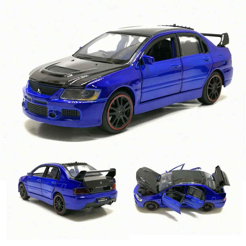 

JK Mitsubishi Lancer Evo Nine Generation 6 Door Opening Lancer Metal Model 1/32 Alloy Car Model Sound And Light Toy