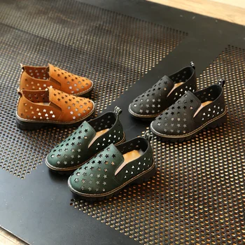 

Summer Kids Genuine Leather Sneakers Children Hollow Out Sandals Lightweight Breathable Boys Chaussure Enfant Casual Shoes