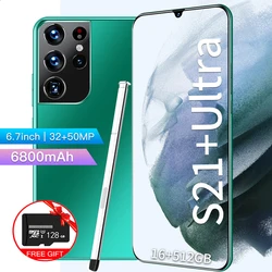 Global Version S21+Ultra 6.7 Inch Smartphone 16G+512G 32+50MP Android 11.0 Mobilehone 6800mAh 10 Core Unlocked 4G 5G Cell Phone