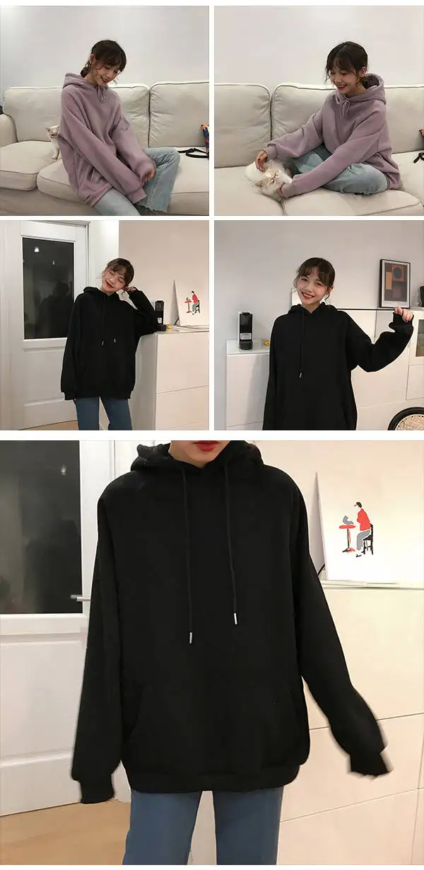 9 Colors New Autumn Jerseys Female Harajuku Cute Oversized Hoodies Long Sleeve Plus Velvet Lace Up Women Sweatshirt Kpop Clothes