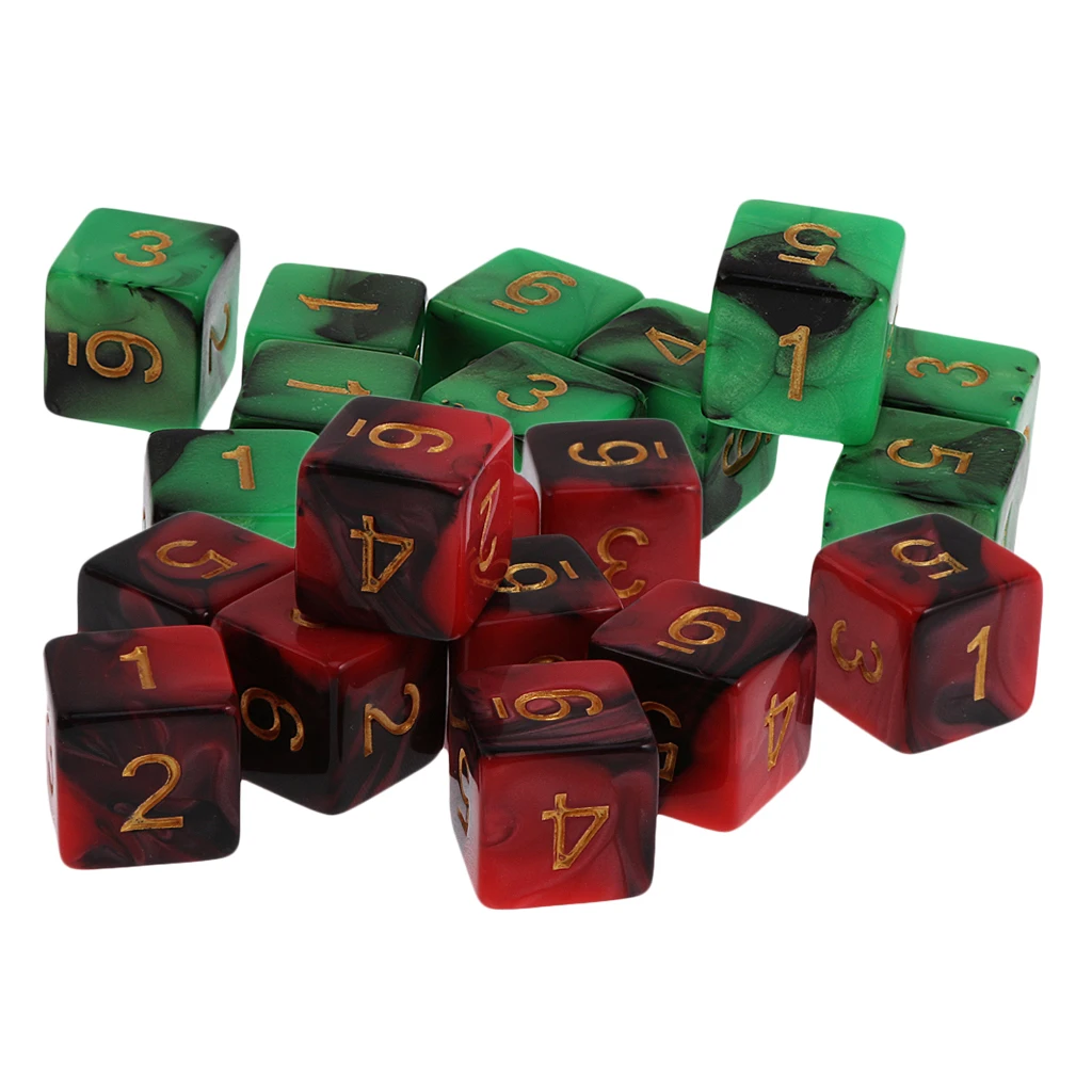 20 шт двухцветные шестисторонние D6 игральные кости для D& D TRPG MTG казино азартные игры
