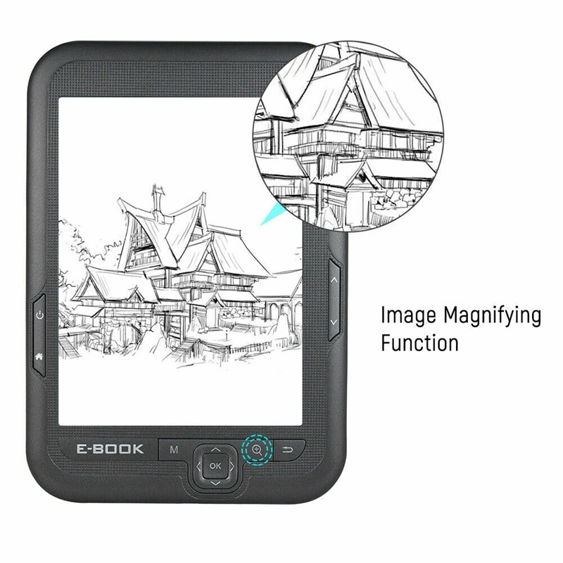 6 Inch 16GB Ebook Reader E Ink Capacitive E Book Light Eink Sn E Book E Ink E Reader MP3 with Case WMA PDF HTML