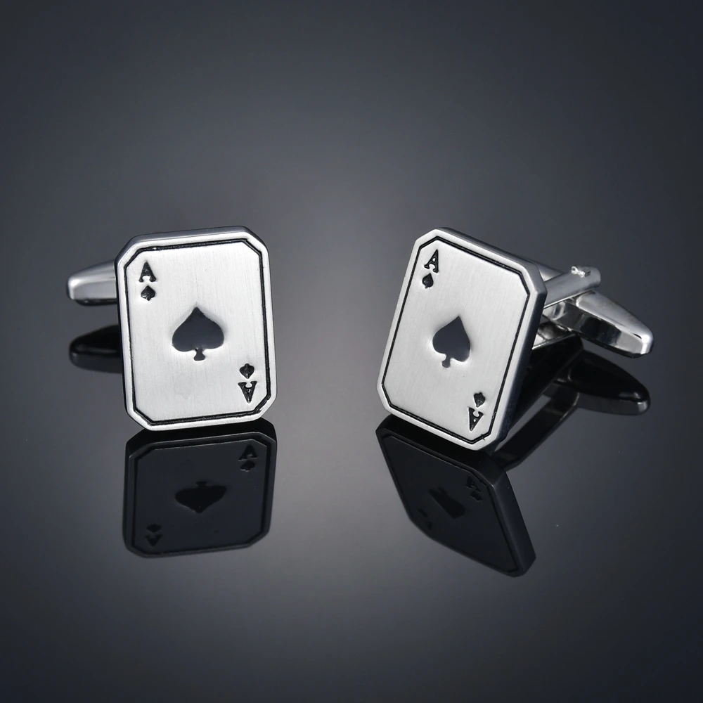 Select Gifts Spades Playing Card Number 6 Gold-Tone Cufflinks Black Pouch