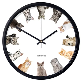 

Cat Fashion Art Wall Clock Simple Silent Personality Metal Living Room Wall Clock Creative Orologi Parete Decor Clocks MM60WC
