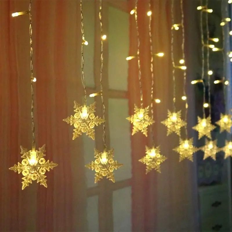 

Durable Snowflake String Lights 8 Modes Fairy Garland Decoration 96 Leds Romantic Landscape Lamp Curtain Lights Garden Festival