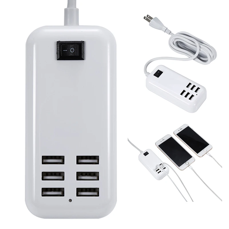 6 Порты и разъёмы портативный usb-концентратор настольное настенное зарядное устройство AC зарядное устройство с адаптером удлинитель удобен для путешествий