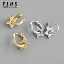 F.I.N.S уникальные серьги из стерлингового серебра S925 пробы, серьги с пентаграммой и звездами, индивидуальные серебряные 925 серьги, корейские модные ювелирные изделия