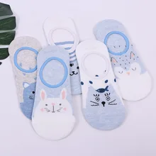 5 пар женских носков носки-башмачки с изображением маленьких животных дышащие повседневные Модные нескользящие носки для девочек невидимые короткие носки