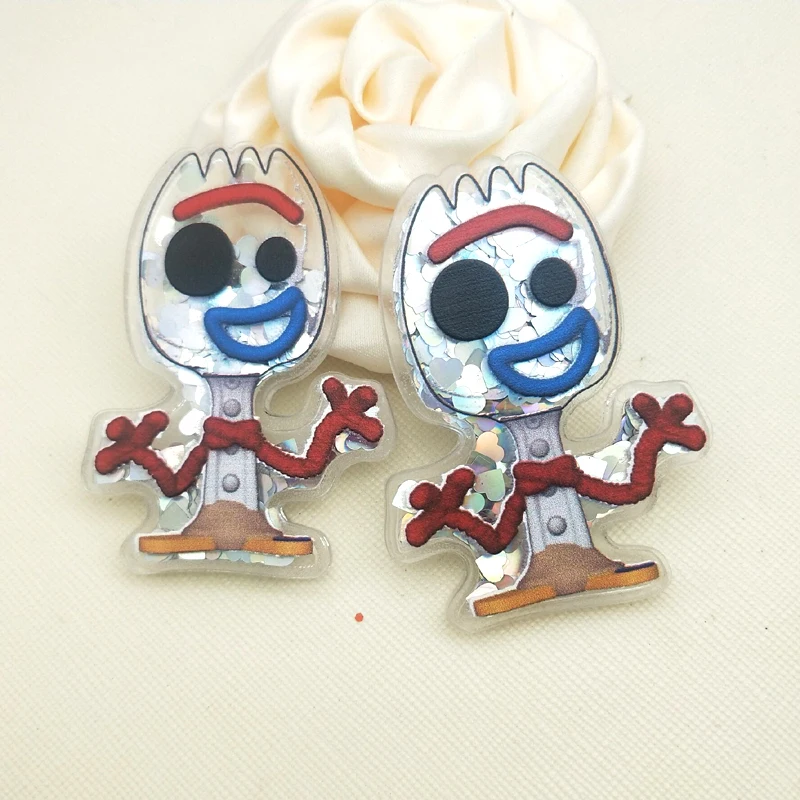 

60*44MM cartoon Fork Acrylic shaker resin Acrylic Planar Resin with Flowing Sequins for DIY Hair Bows SKR67