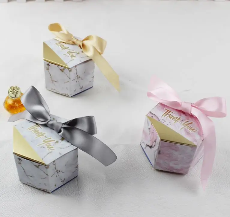 

100pcs New Creative Marbling style Candy Boxes Wedding Favors Party Supplies Baby Shower thanks Gift Box